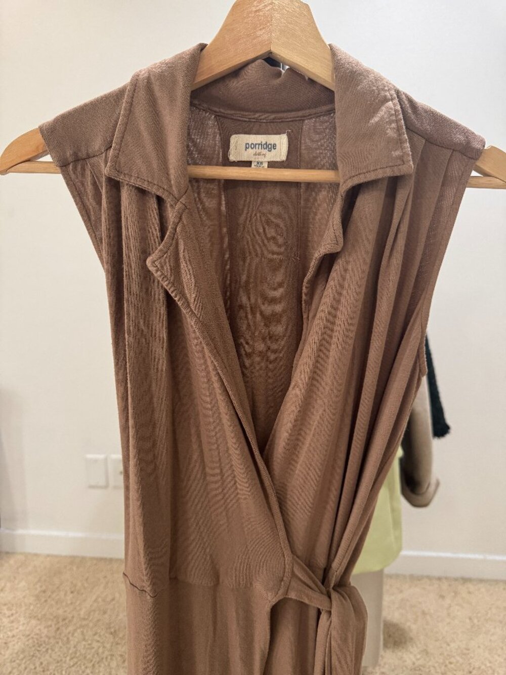 Anthropologie Wrap Maxi Dress Stretch Knit Sleeveless collared